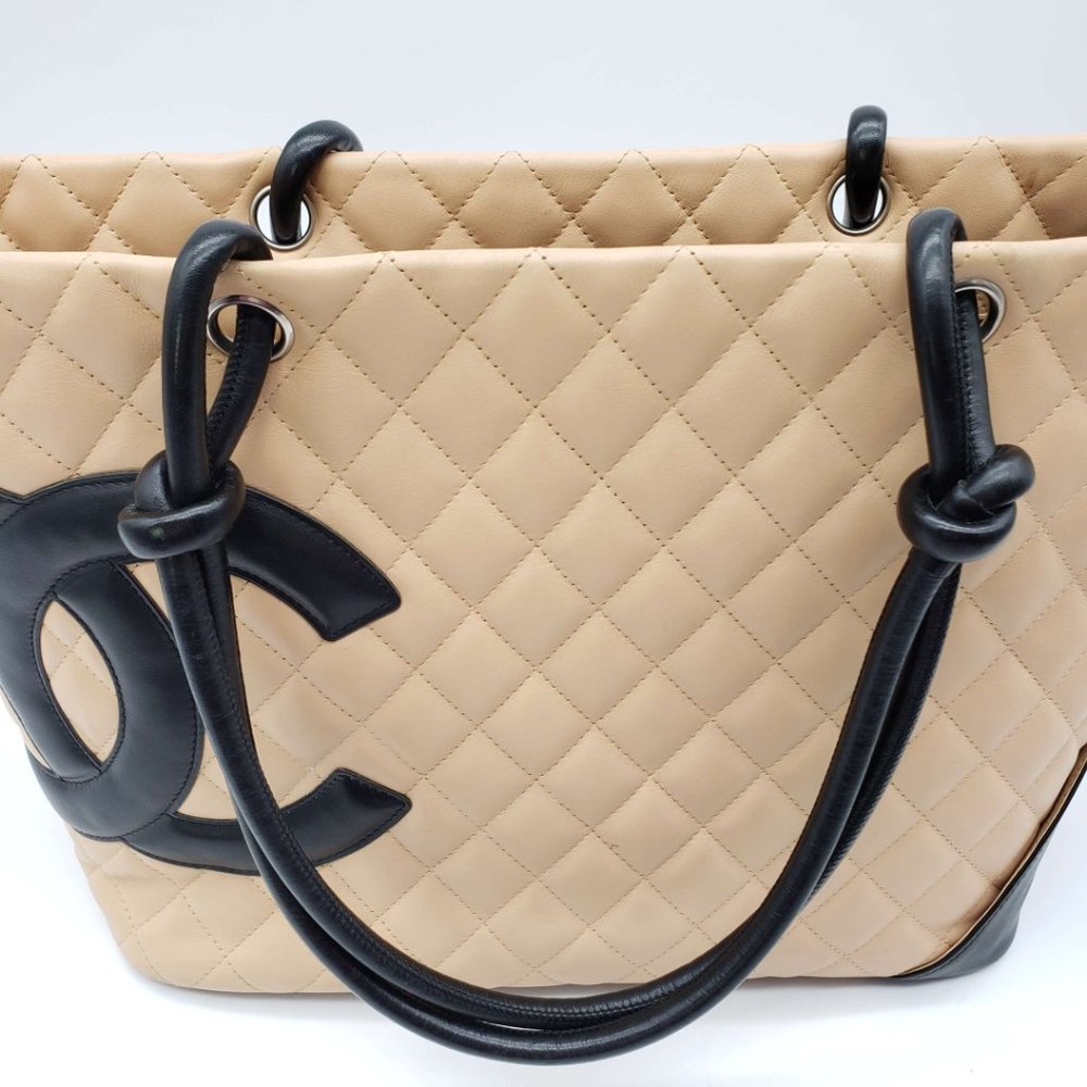 100% AUTHENTIC CHANEL CAMBON LINE LEATHER LARGE TOTE BAG - Picture 3 of 16